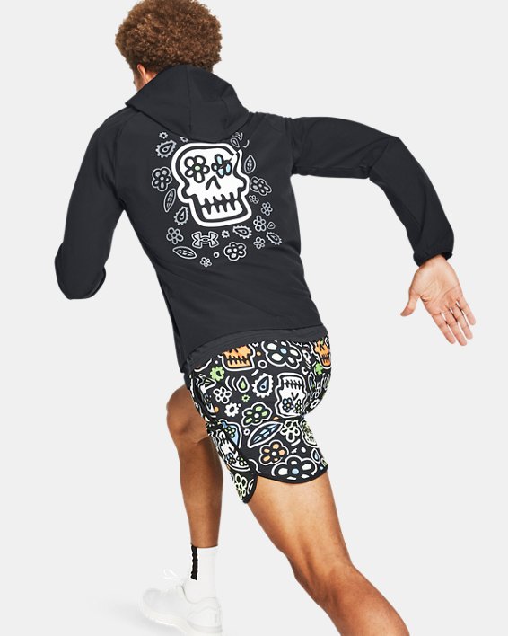 Cortavientos UA Stretch Woven Day Of The Dead para hombre, Black, pdpMainDesktop image number 3
